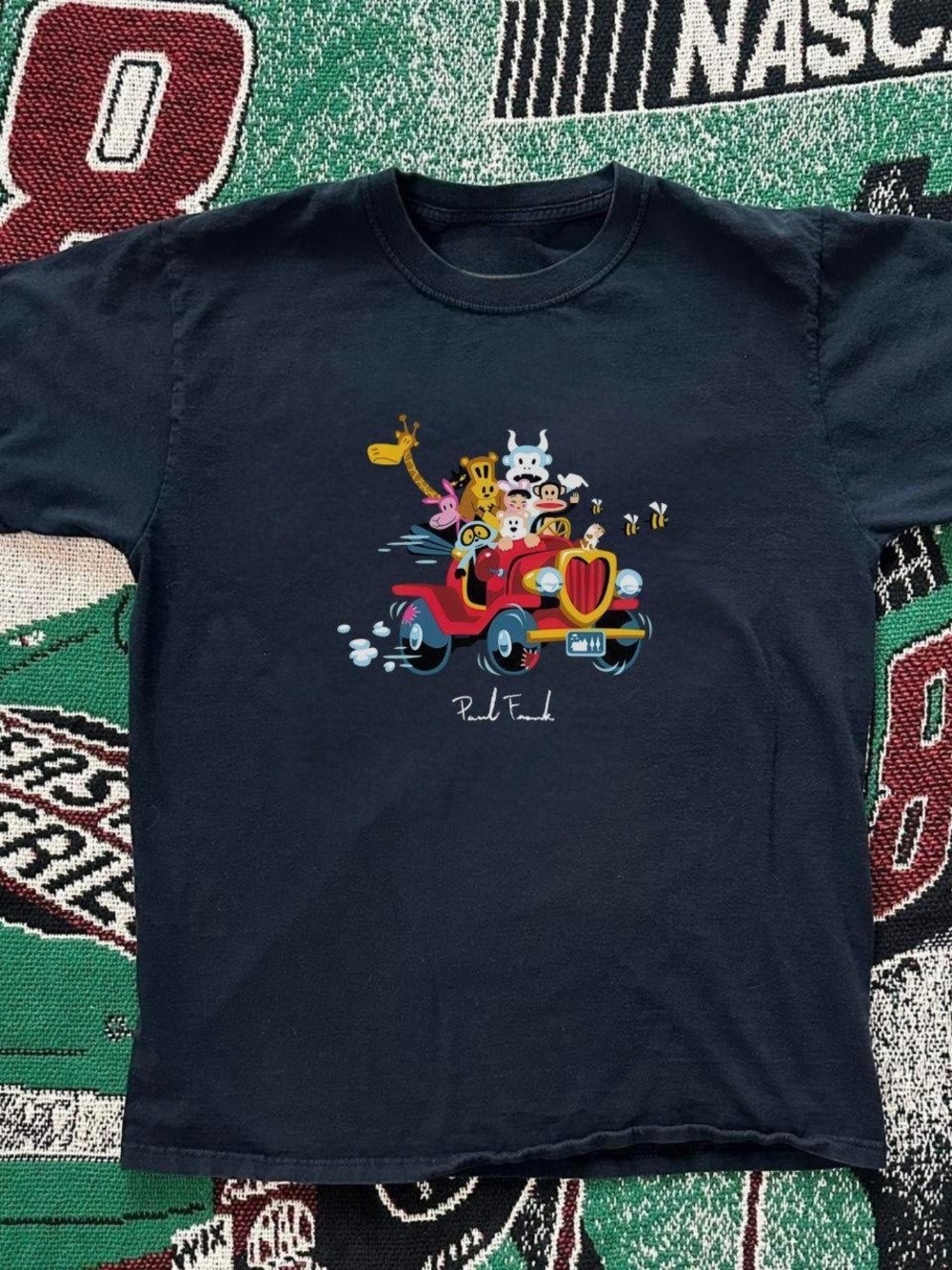Gildan Black Tee with Colorful Cartoon Car Graphic